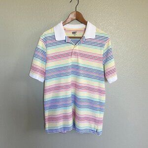 🦋 5 for $25 Men's Rainbow Striped Short Sleeve Polo Shirt - Size M - PRIDE